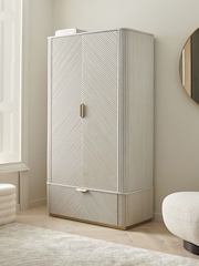 Light Grey Valencia Marble Mango Wood Double, 1 Drawer Wardrobe - Image 1 of 9