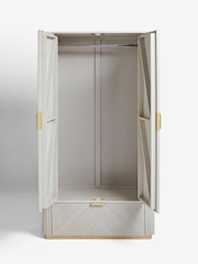 Light Grey Valencia Marble Mango Wood Double, 1 Drawer Wardrobe - Image 6 of 9
