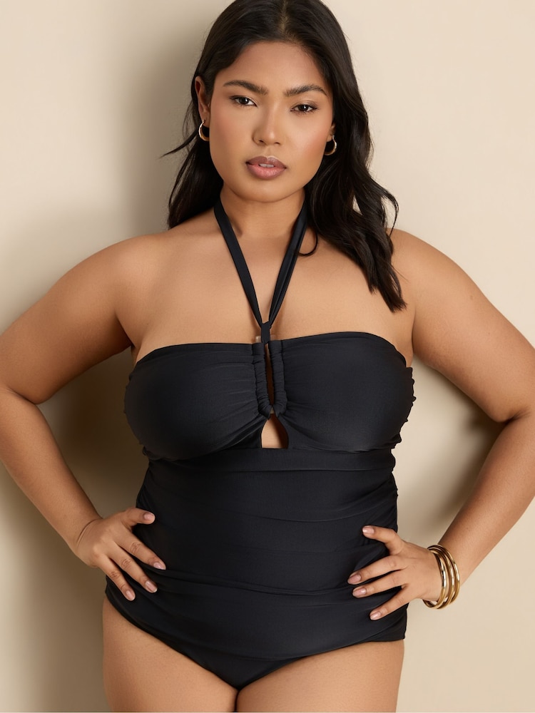 Live Unlimited Black Trim Cut Out Tankini Top - Image 5 of 5 Live Unlimited Black Trim Cut Out Tankini Top - Image 5 of 5
