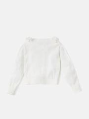 Angel & Rocket White 100% Cotton Flower Trim Cardigan - Image 3 of 4