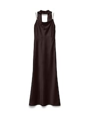 VERO MODA Brown Satin Scarf Detail Cami Maxi Dress - Image 5 of 6