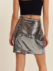 Silver Mini Sequin Skirt - Image 3 of 6