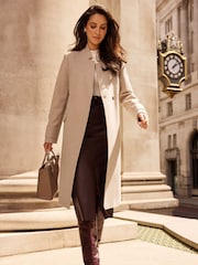 Lipsy Cream Belted Tailored Wrap Coat - Image 2 of 4