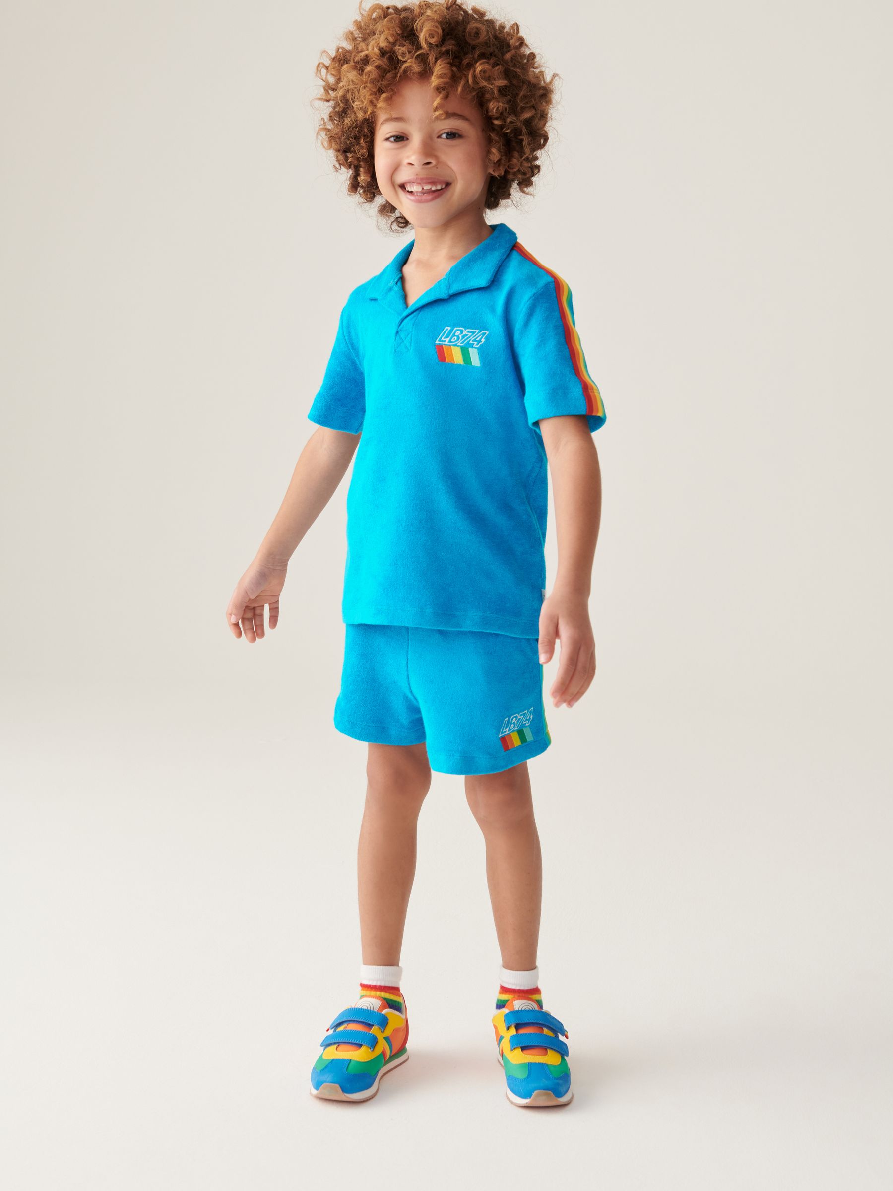 LittleBirdbyJoolsOliverBlueTowelling100%CottonPoloTopandShortsSet