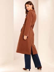 Lipsy Rust Red Petite Double Breasted Long Line Belted Coat - Image 5 of 5