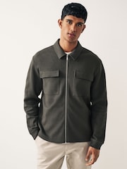 Slate Grey Zip-Up Shacket - Image 1 of 8