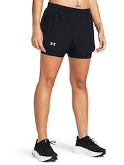 Under Armour Fly By 2 in 1 Black Shorts - Image 1 of 4