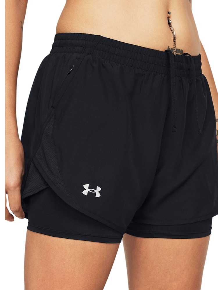 Under Armour Fly By 2 in 1 Black Shorts - Image 4 of 4