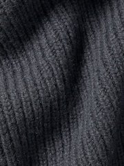 Charles Tyrwhitt Grey Chunky Rib Zip Funnel Neck Cardigan - Image 6 of 6