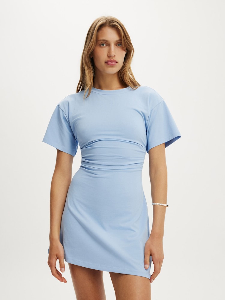 Cotton On Blue Boxy Tuck T-Shirt Mini Dress - Image 1 of 4 Cotton On Blue Boxy Tuck T-Shirt Mini Dress - Image 1 of 4