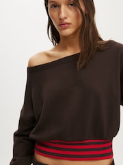 Cotton On Brown Relaxed Off Shoulder Sweatshirt - Image 3 of 4
