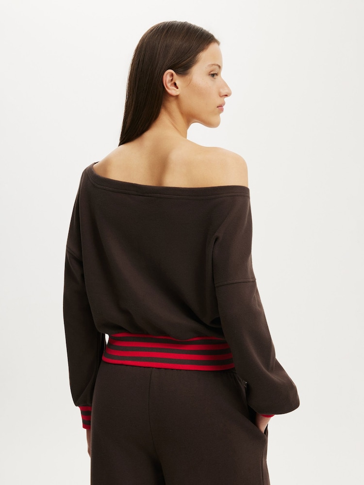 Cotton On Brown Relaxed Off Shoulder Sweatshirt - Image 4 of 4 Cotton On Brown Relaxed Off Shoulder Sweatshirt - Image 4 of 4