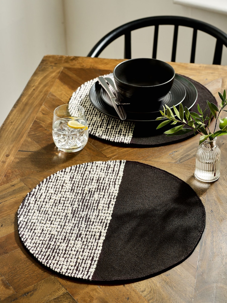 Set of 2 Black Bronx Fabric Placemats - Image 1 of 4