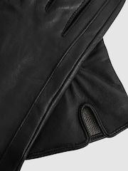 Reiss Black Giselle Leather Ruched Gloves - Image 3 of 3