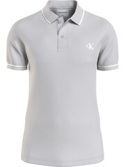 Calvin Klein Grey Slim Logo Tipping Polo Shirt - Image 1 of 3