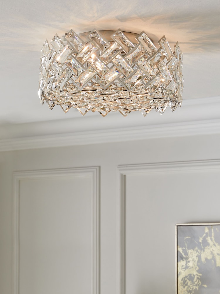 Chrome Wentworth 3 Light Flush Fitting Ceiling Light - Image 1 of 5