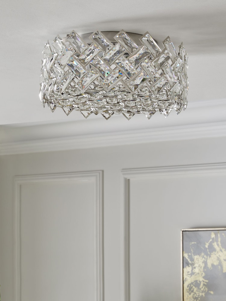 Chrome Wentworth 3 Light Flush Fitting Ceiling Light - Image 2 of 5