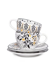 Sara Miller Artisanne Noir Set of 2 Espresso Cups and Saucers - Image 1 of 6
