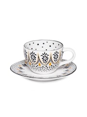 Sara Miller Artisanne Noir Set of 2 Espresso Cups and Saucers - Image 3 of 6