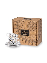 Sara Miller Artisanne Noir Set of 2 Espresso Cups and Saucers - Image 5 of 6