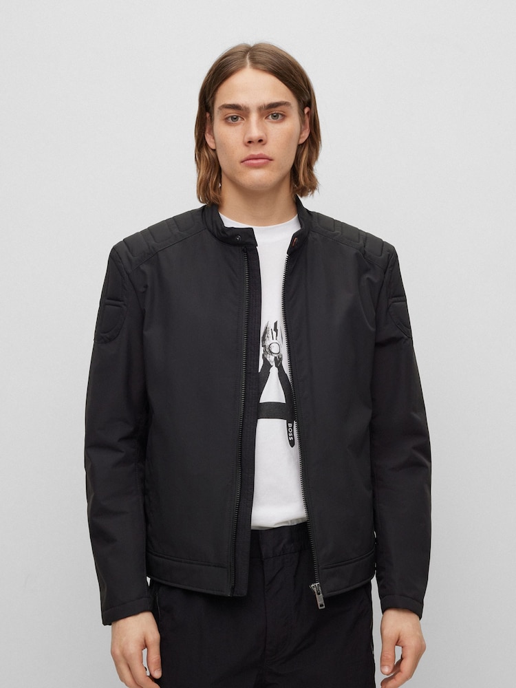 BOSS Black Slim Fit Canvas Biker Jacket - Image 1 of 6