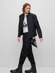 BOSS Black Slim Fit Canvas Biker Jacket - Image 3 of 6