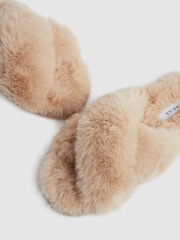 Reiss Nude Aspen Faux Fur Slippers - Image 5 of 5