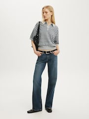 Cotton On Blue Short Sleeve Boxy Polo Shirt Knit - Image 1 of 4