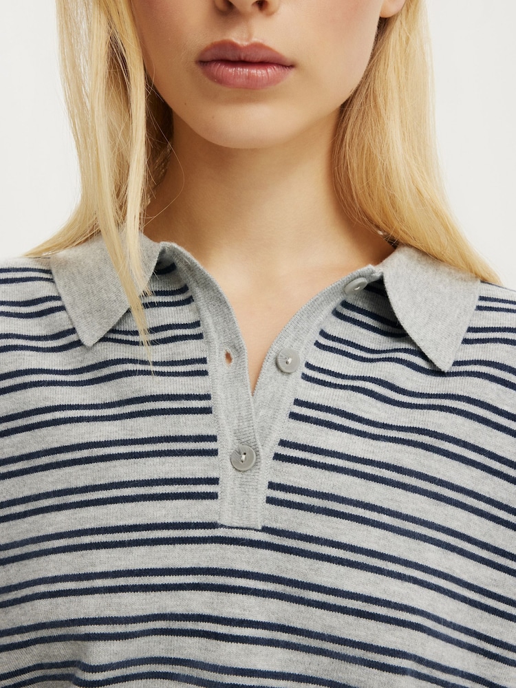 Cotton On Blue Short Sleeve Boxy Polo Shirt Knit - Image 4 of 4 Cotton On Blue Short Sleeve Boxy Polo Shirt Knit - Image 4 of 4