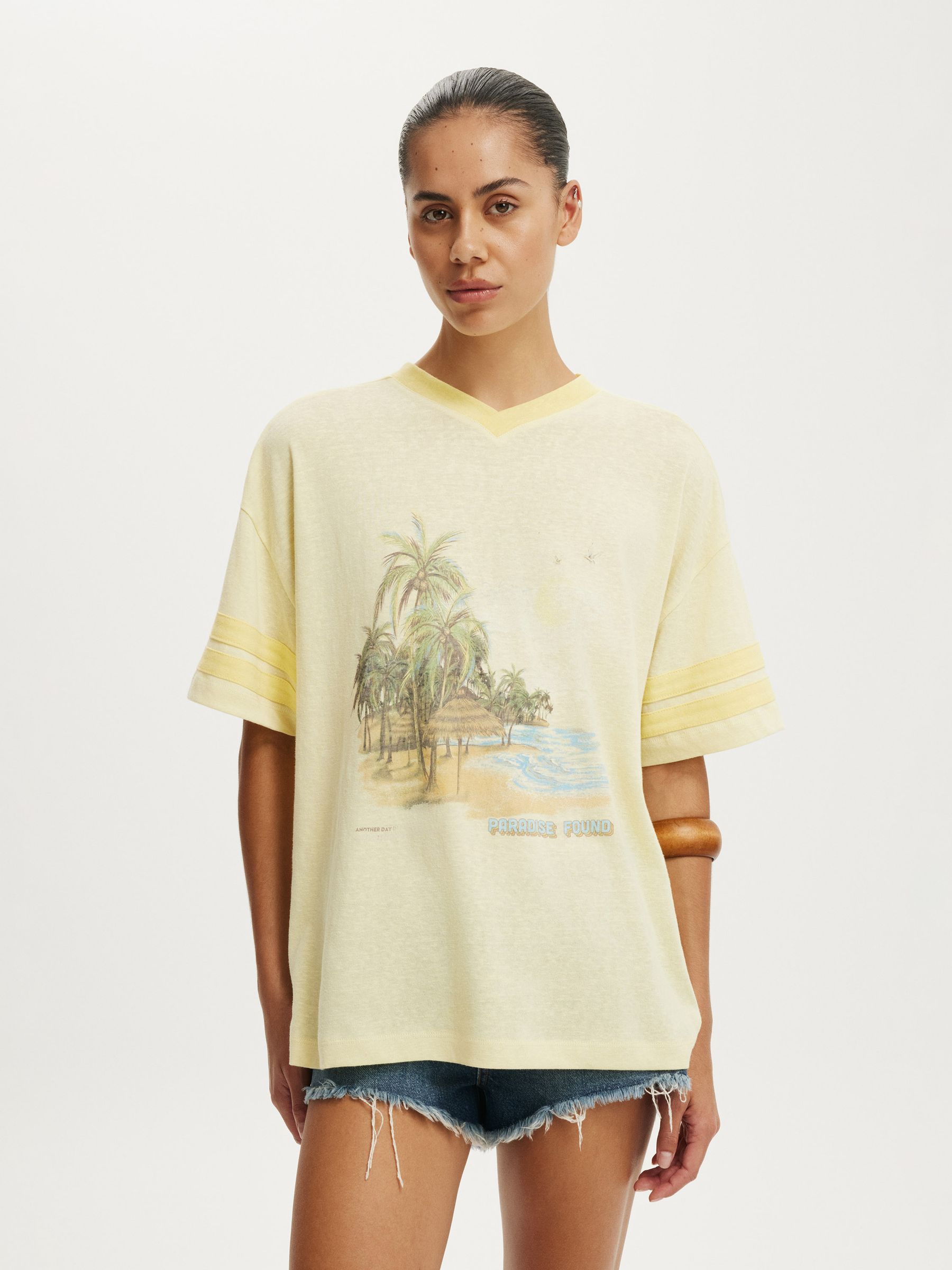トップス 6 COTTON JACQUARD V NECK 5SLEEVE SHIRT Buy Cotton On Yellow V-Neck Vacay Graphic T-Shirt from Next USA