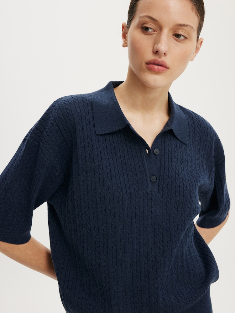 Cotton On Blue Ss Boxy Polo Shirt - Image 4 of 4 Cotton On Blue Ss Boxy Polo Shirt - Image 4 of 4