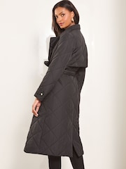 Lipsy Black Shower Resistant Padded Quilted Trench Coat - Image 4 of 4