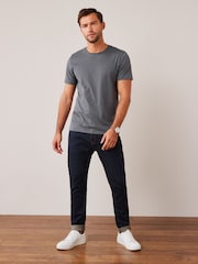 Grey Charcoal Regular Fit Essential Crew Neck Cotton T-Shirt - Image 2 of 5
