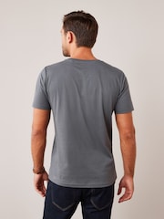 Grey Charcoal Regular Fit Essential Crew Neck Cotton T-Shirt - Image 3 of 5