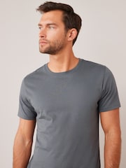 Grey Charcoal Regular Fit Essential Crew Neck Cotton T-Shirt - Image 4 of 5