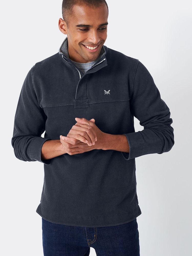 Crew Clothing Company White Padstow Pique Sweatshirt - Image 1 of 1