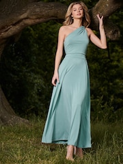 Jolie Moi Green One Shoulder Jersey Maxi Dress - Image 6 of 6