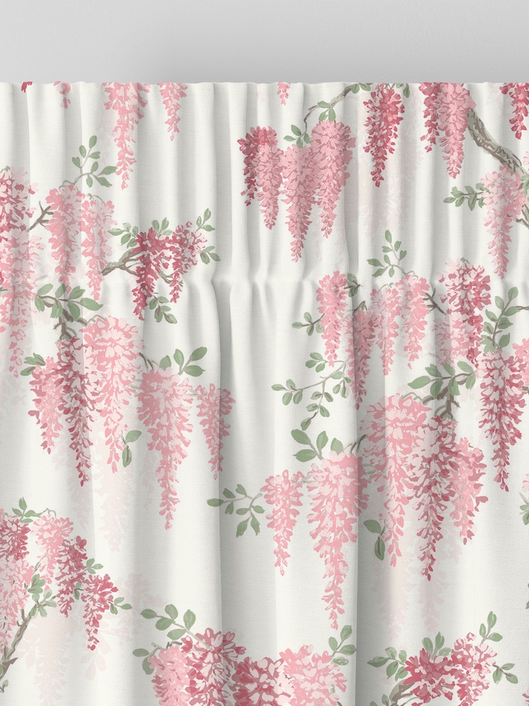 Laura Ashley Coral Pink Wisteria Made to Measure 100% Cotton Curtains - Image 6 of 9