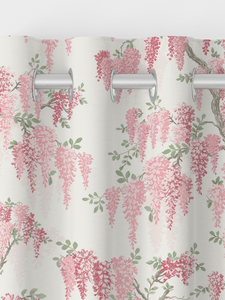 Laura Ashley Coral Pink Wisteria Made to Measure 100% Cotton Curtains - Image 7 of 9