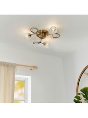 Gallery Home Antique Brass 3 Light Flush Edmonton Flush Ceiling Light - Image 1 of 8