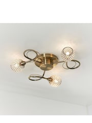 Gallery Home Antique Brass 3 Light Flush Edmonton Flush Ceiling Light - Image 2 of 8