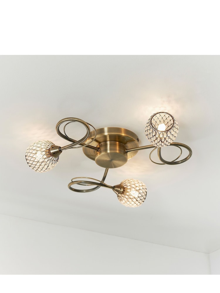 Gallery Home Antique Brass 3 Light Flush Edmonton Flush Ceiling Light - Image 2 of 8