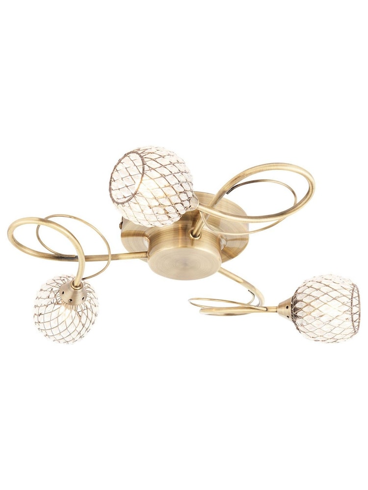 Gallery Home Antique Brass 3 Light Flush Edmonton Flush Ceiling Light - Image 8 of 8
