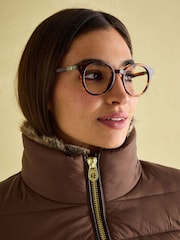 Joules Beckley Brown Padded Showerproof Jacket with Faux Fur Trim - Image 3 of 7