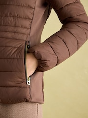 Joules Beckley Brown Padded Showerproof Jacket with Faux Fur Trim - Image 5 of 7