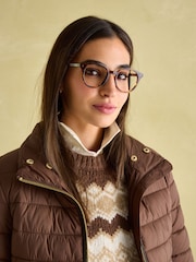 Joules Beckley Brown Padded Showerproof Jacket with Faux Fur Trim - Image 6 of 7