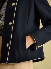 Joules Hazelmere Navy Wool Blend Band Jacket - Image 4 of 7