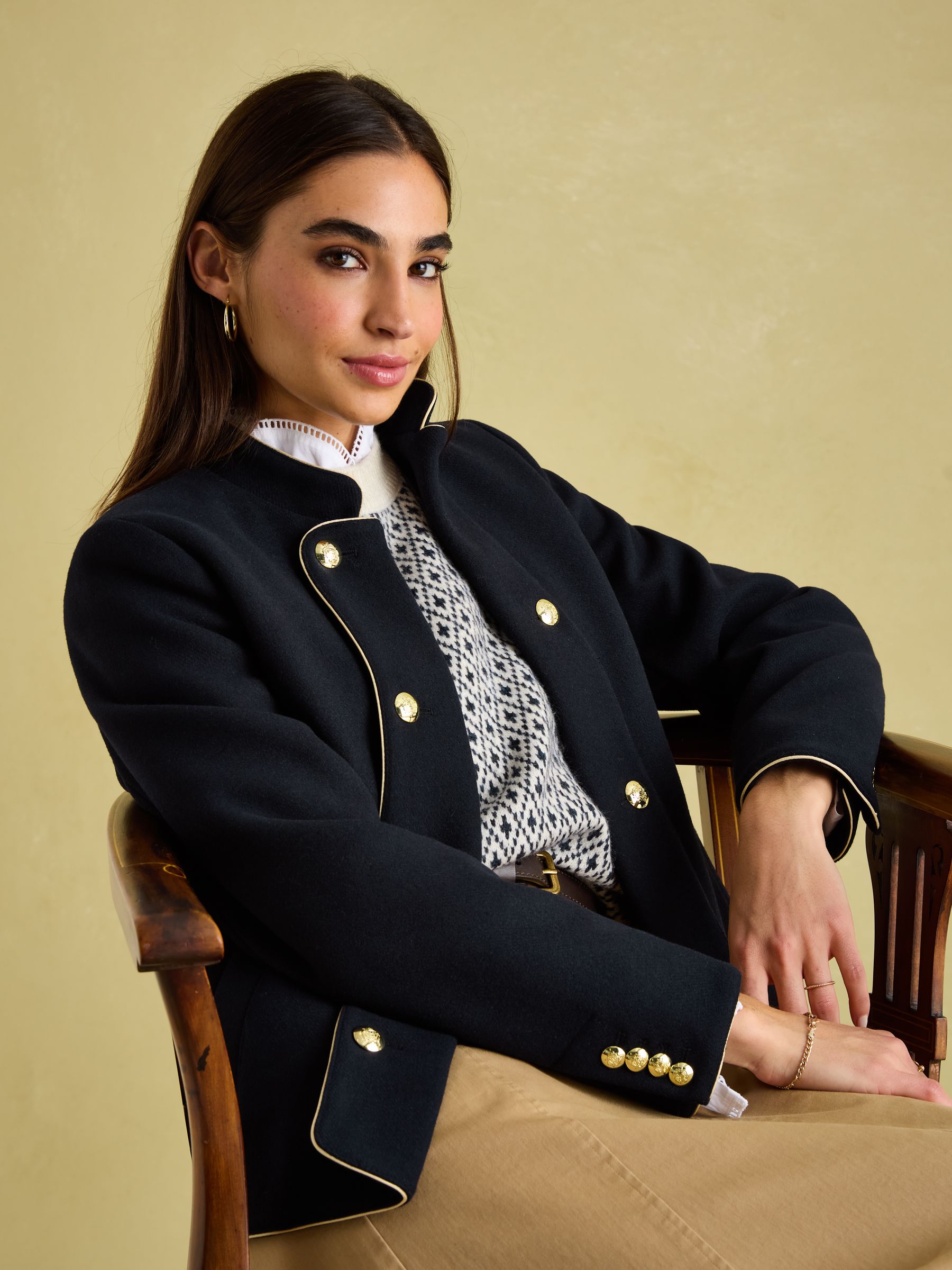 Joules Hazelmere Navy Wool Blend Band Jacket