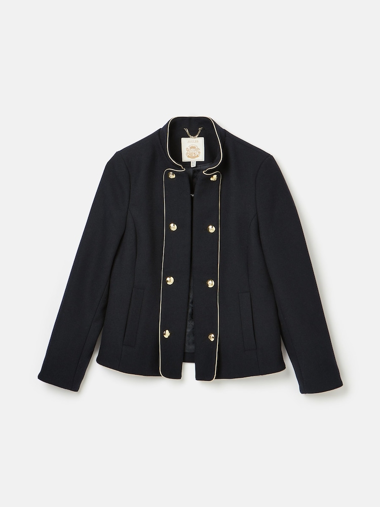 Joules Hazelmere Navy Wool Blend Band Jacket - Image 7 of 7