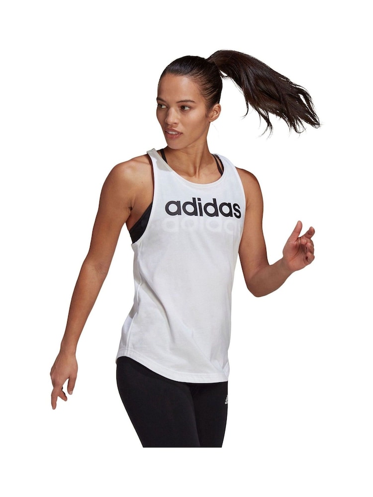 Wit - adidas sportkleding Essentials ruime tanktop met logo van 100% katoen - Image 4 of 10